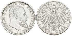 ALEMANIA. 2 Mark (Ar. 11,00g/28mm). 1899. Stuttgart F. Imperio Alemán. (Km#631). MBC-.