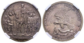 ALEMANIA, Guillermo II. 2 Mark. (Ar.11,11g/28mm)*. 1913. Berlín A (Prusia). Centenario de la Batalla de Leipzig. Encapsulada por NGC MS 65. *Peso y me...