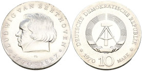 ALEMANIA. 10 Mark (Ar. 16,93g/31mm). 1970. RDA. Ludwig van Beethoven. (Km#27). SC-.