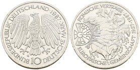 ALEMANIA. 10 Mark (Ar. 15,59g/33mm). 1987. RFA. Tratado de Roma. (Km#167). SC.