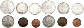 ALEMANIA. Bonito conjunto de 6 piezas acuñadas durante el III Reich. Variedad de módulos, cecas y fechas, sin monedas repetidas. Diferentes estados de...