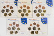 ALEMANIA. Conjunto de 45 sets de los años 2002, 2003, 2004, 2005, 2006 y 2007 con todas las cecas acuñadoras: Berlín (A), Munich (D), Sttutgart (F), K...