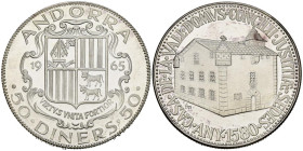 ANDORRA. 50 Diners. (Ar. 27,31g/38mm). 1965. Casa de la Vall. (Km#X12). PROOF. Escasa.