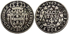 ANGOLA (Portuguesa), José I. 4 Macutas. (Ar. 5,76g/25mm). 1763. (Gomes 10.02). MBC.