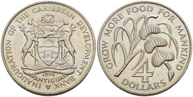 ANTIGUA Y BARBUDA. 4 Dollars (Ae-Ni. 28,06g/39mm). 1970. FAO. (Km#1). EBC+. Tirada de sólo 14.000 piezas.