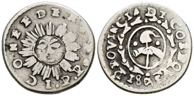 ARGENTINA. 1 Real. (Ar. 3,00g/19mm). 1843. Córdoba. JPP. (Km#7; CJ-43). 3 invertido. MBC. Rara.