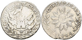 ARGENTINA. 2 Reales (Ar. 5,97g/27mm). 1844. Confederación Argentina. Provincia de Córdoba. (Km#23). MBC. Escasa.