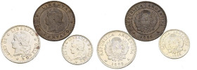 ARGENTINA. Conjunto de 3 monedas de acuñadas en 1882, 1883 y 1884 con módulos de 1, 10 y 20 Centavos (estas dos últimas en plata). Buen nivel de conse...