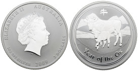 AUSTRALIA. 2 Dollars. (Ar. 62,47g/55mm). 2009. Perth P. Año del Buey. (Km#1751). SC. Escasa. Incluye cápsula.