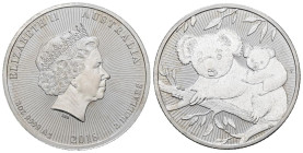 AUSTRALIA. 2 Dollars (Ar. 62,30g/41mm). 2018. Perth P. Koala y cachorro. SC. Plata de 0,999 milésimas.