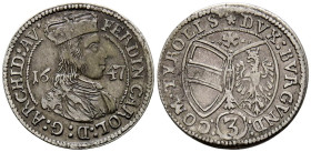 AUSTRIA, Fernando Carlos. 3 Kreuzer. (Ar. 1,38g/21mm). Hall. 1647. (Km#852). MBC+.