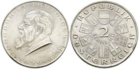 AUSTRIA. 2 Schilling (Ar. 11,95g/29mm). 1929. Theodor Billroth. (Km#2844). EBC.