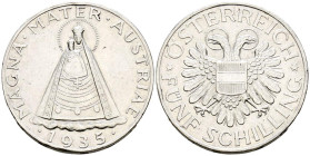 AUSTRIA. 5 Schilling (Ar. 14,96g/31mm). 1935. Madonna of Mariazell. (Km#2853). EBC-.