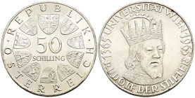 AUSTRIA. 50 Schilling (Ar. 20,08g/34mm). 1965. 600 Aniversario Universidad de Viena. (Km#2898). SC-.