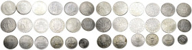 AUSTRIA. Colección de 18 monedas en plata con valores de 1/2, 1, 2, 5 y 10 Schilling. Fechas comprendidas entre 1924 y 1973. Alto nivel de conservació...