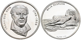 FRANCISCO DE GOYA. Maja Desnuda. (Ar. 62,27g/48mm). Plata pura. PROOF.