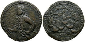 GRAN BRETAÑA. Toma de Porto Bello (Ae. 18,15g/37mm). 1739. Almirante Vernon. BC. Oxidaciones. Escasa.