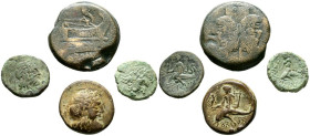 Interesante conjunto de 4 bronces, de los cuales 3 son griegos de Calabria, Brundisium y 1 As republicano de Jano. A EXAMINAR.