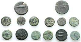 HISPANIA ANTIGUA. Interesante y variado conjunto formado por 16 bronces de diferentes cecas del sur peninsular. Difererentes módulos, pesos y estados ...