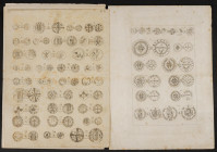 Interesante y valioso conjunto de láminas/grabados y otros documentos históricos de época, referentes tanto a monedas como a medallas, españolas y ext...