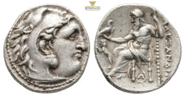 Kingdom of Macedon, Alexander III 'the Great' AR Drachm. Magnesia Circa 301/299 BC. (4.14g, 17,4mm 12h.) Head of Herakles right, wearing lion skin hea...