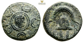 Kings of Macedon. Philip III Arrhidaios, AE Unit. Salamis Circa 323-317 BC. (3.97g, 16.2mm.) Macedonian shield with gorgoneion on boss.
B A, Macedonia...