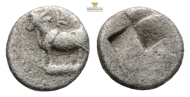 Bithynia, Kalchedon AR Siglos 1/10th. Circa 340-320 BC. (0.92g, 9.8mm.) Bull sta...