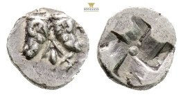 Troas, Kebren AR Hemiobol. Circa 420-412 BC. (0.46g, 8mm 9h.)Confronted heads of rams, floral sprig between / Quadripartite incuse square. Cf. SNG Cop...