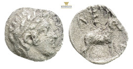 Troas, Neandria AR Obol. 4th century BC. (0.52g, 8.6mm 2h.) Laureate head of Apollo right / Ram standing right. SNG Ashmolean 1170–1; SNG von Aulock 7...
