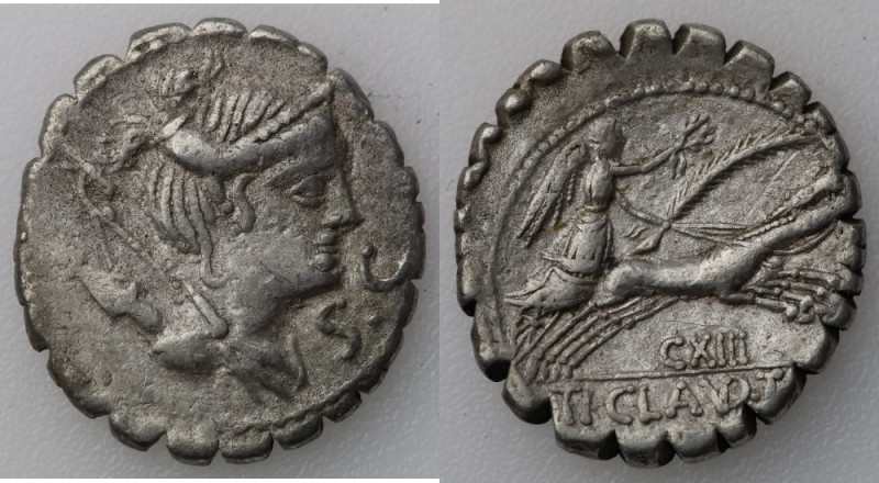 Republika Rzymska, Ti. Claudius Nero, Denar serratus 79 pne 
Grade: XF-/VF+