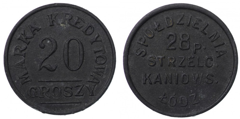 Łódź, 28. Pułk Strzelców Kaniowskich - 20 groszy bardzo dobrze zachowany jak na ...