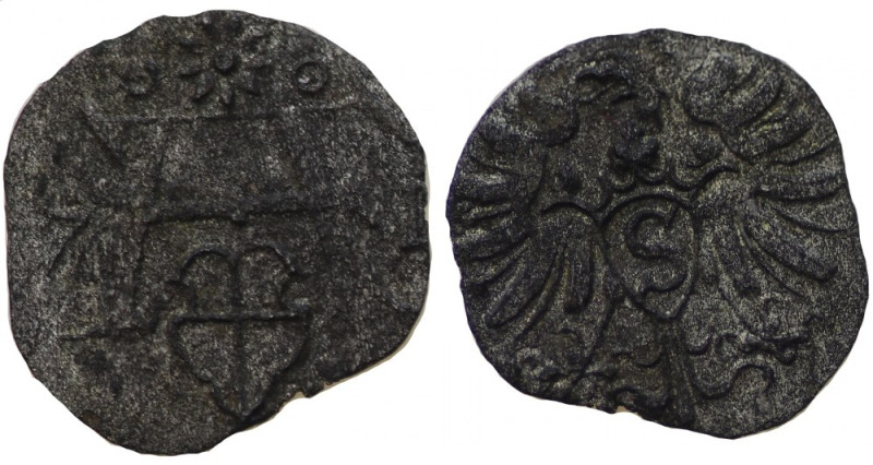 Prusy Książęce, Albrecht Fryderyk, Denar 1571, Królewiec Poprawny egzemplarz rza...