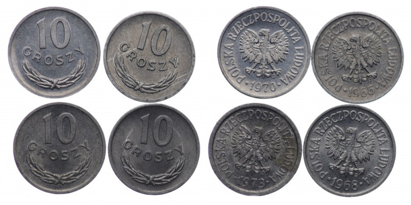 Polska, PRL, 10 groszy - zestaw 4 sztuk