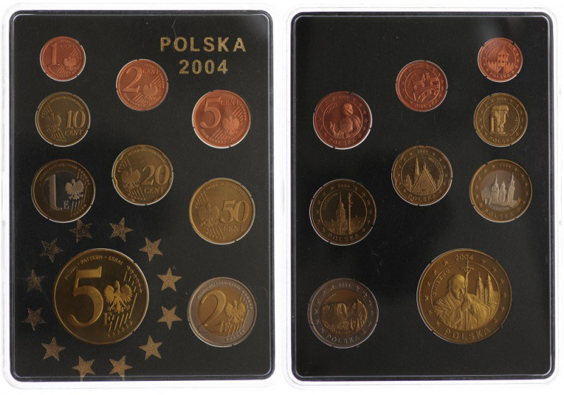 Polska, Próbne euro 2004 - zestaw 9 sztuk 
Grade: Proof