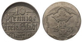 Wolne Miasto Gdańsk, 10 pfennige 1923 - destrukt