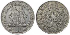Polska, PRL, 100 złotych 1966, Mieszko i Dąbrówka - destrukt, 'znikający' Gosławski