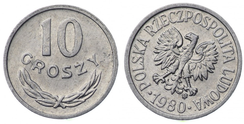 Polska, PRL, 10 groszy 1980 - skrętka 
Grade: XF/XF+