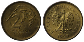 Polska, III RP, 2 grosze 1990 - bez znaku mennicy, rzadkość