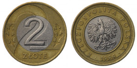 Polska, III RP, 2 złote 1994 - skrętka i podwójne obrzeże na awersie