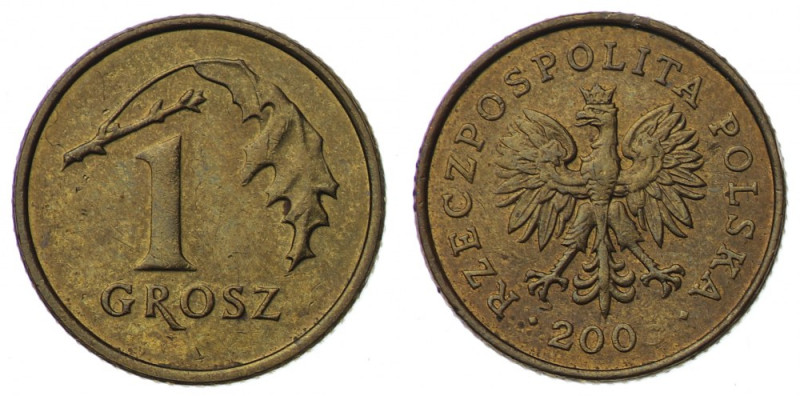 Polska, III RP, 1 grosz 200 (5?) - zapchany stempel 
Grade: XF