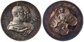 Niemcy, Württemberg-Stuttgart, medal jubileuszowy Cechu Strzelców w Stuttgarcie, autorstwa Schillera, 1889