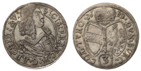 Austria,Zygmunt Franciszek, 3 Krajcary 1663 Hall