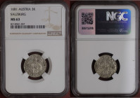 Austria, Salzburg, Maksymilian Gandolf graf Kuenburg, 3 krajcary 1681, piękne