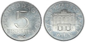 Austria, 5 einheiten (1970 ?), próbna odbitka w aluminium