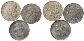 Czechosłowacja, 10 koron 2 x 1957, 1965 - zestaw 3 sztuk