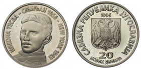 Jugosławia, 20 nowych dinara 1996 140. rocznica urodzin Nikoli Tesli