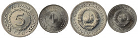 Jugosławia, 1 i 5 dinara FAO - zestaw 2 sztuk