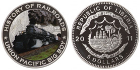 Liberia, 5 Dollars 2011 - Union Pacific Big Boy - nakład 1941 sztuk