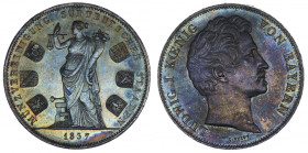 Germany, Bavaria, Ludwig I, 2 Thalers 1837, Munich, Monetary Union