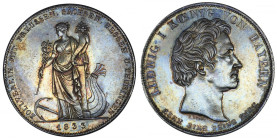 Germany, Bavaria, Ludwig I (1825-1848). Historical Thaler, customs union between Prussia, Saxony, Hesse and Thuringia 1833, Munich.